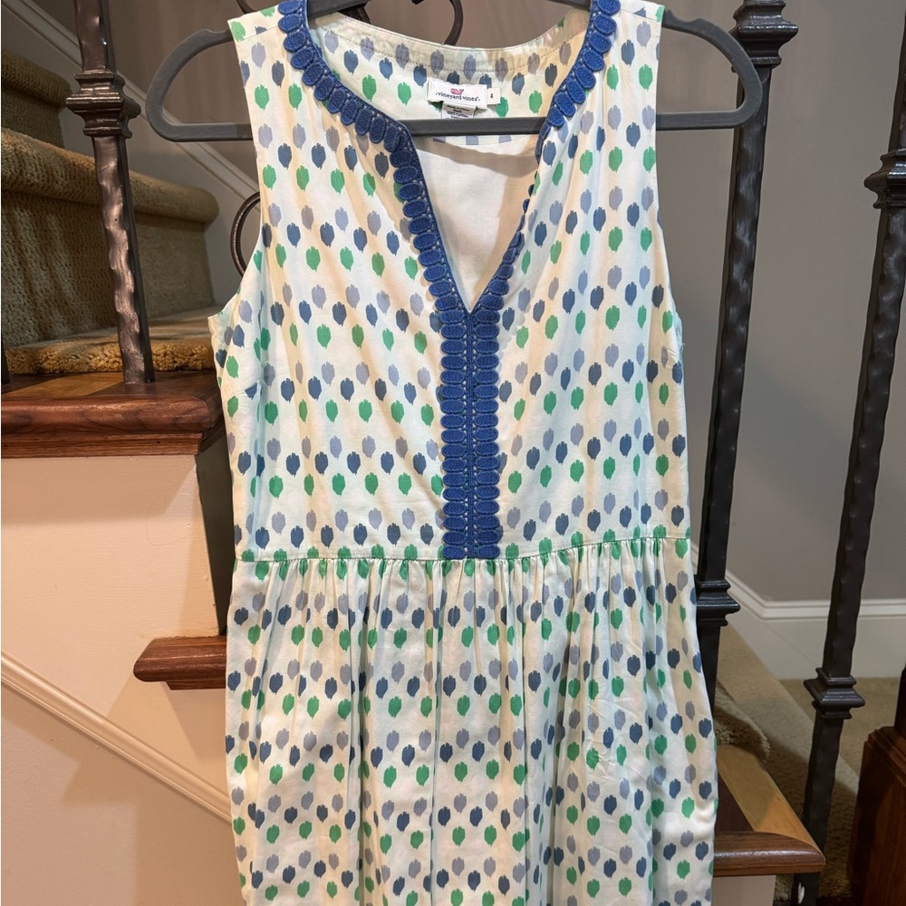 Vineyard Vines Cotton Embroidered Appliqué V-Neck Sleeveless Fit & Flare Dress